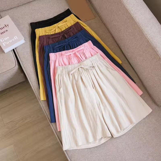 2025 New Summer Cotton Linen Shorts Women Gym Workout Shorts Solid Color Casual Basic Short Pants High Waisted Shorts Sport