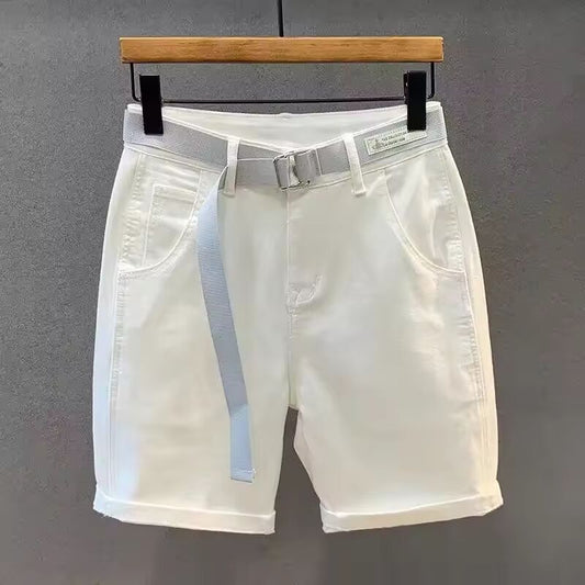 Male Denim Shorts Half Bermuda Long Loose Plaid Baggy Wide Men's Short Jeans Pants Thin Blue Korean Fashion Original Harajuku Xl